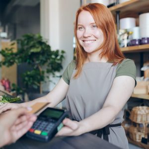 garden center cashier taking payment