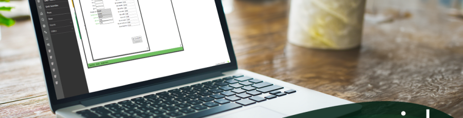 A laptop on a wooden table displays a Counterpoint interface. A plant and blurred background are visible. Text: "Understanding Cost in Counterpoint" -- A Rapid Garden POS webinar